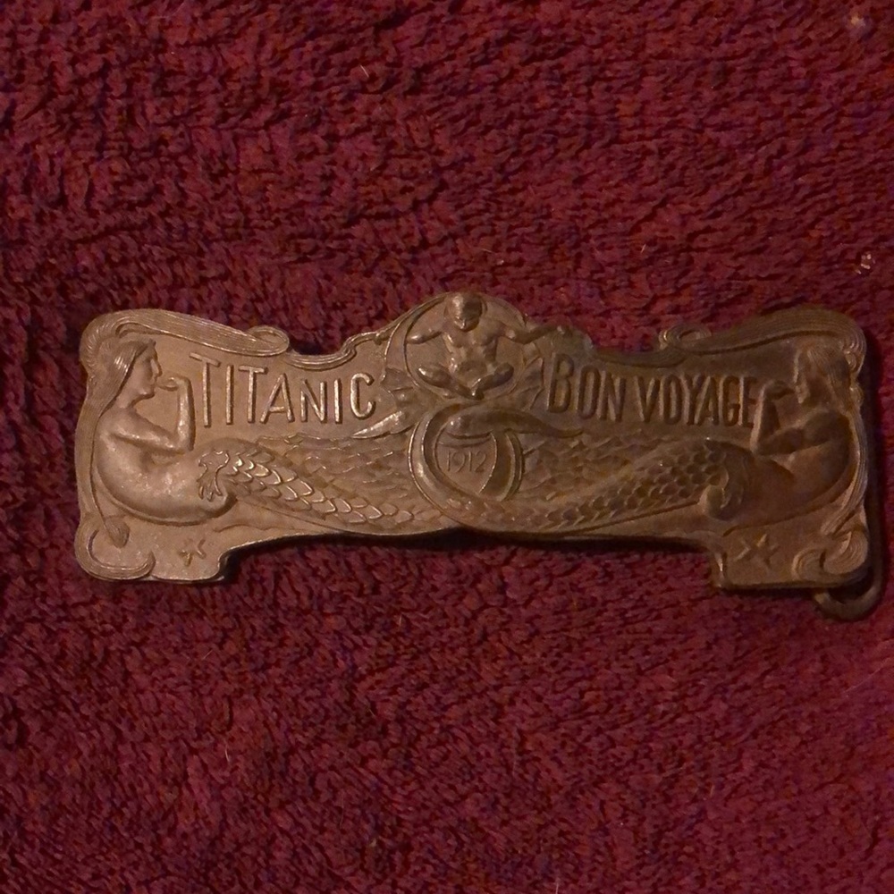 Vintage Titanic Bon Voyage 1912 Belt Buckle